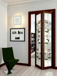 Двери гармошка с витражным декором Нур-Султан